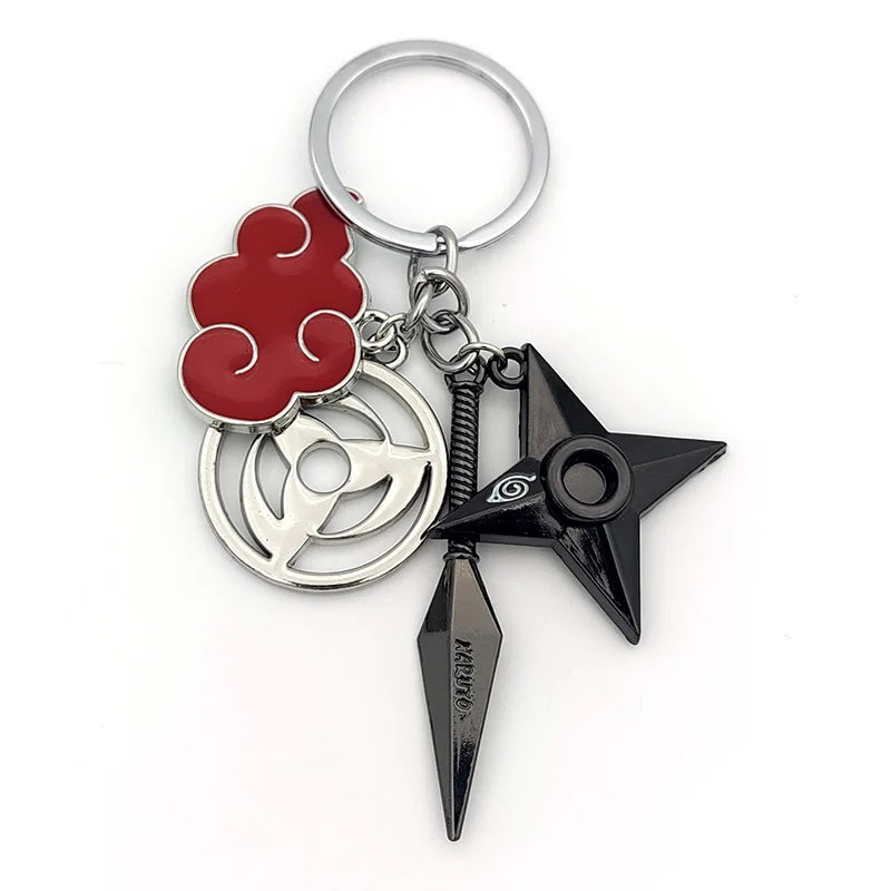 Naruto Anime Keychain - Ninja Kunai, Shuriken & Red Cloud Accessories for Car, Backpack - Perfect Gift for Fans