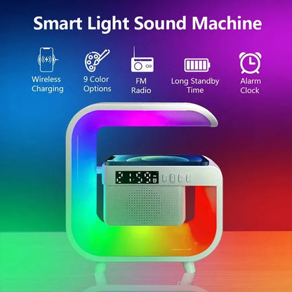 Multifunction Wireless Charger Stand with Bluetooth 5.0 Speaker - FM, TF, RGB Night Light, Fast Charging Station for iPhone, Samsung, Xiaomi