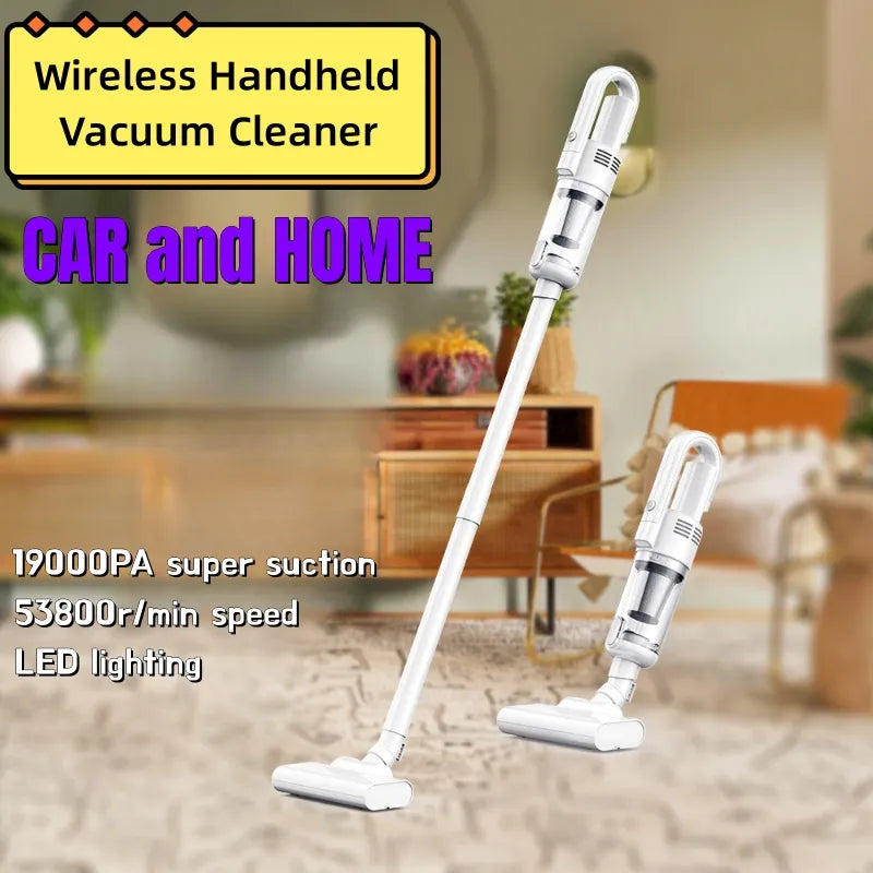 19000Pa Powerful Wireless Car Vacuum Cleaner: Multifunctional Home Appliance, Metal Strainer Portable Handheld Cleaning Machine