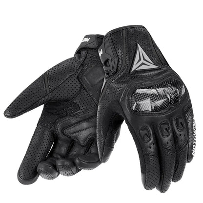 Men's Leather Motorcycle Racing Gloves - Breathable Summer Motorbike Guantes Moto for Motocross and Cycling - Protective Gear