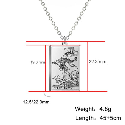 Dawapara Tarot Cards Necklace – Stainless Steel Wealth Amulet, Classic Major Arcana Divination Charm Jewelry for Women