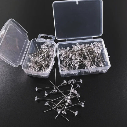 Diamond Big Head Sewing Pins - Corsages, Wedding Bouquets, Stitching Needles, Straight Pins in 1 Box - Apparel Sewing Accessories