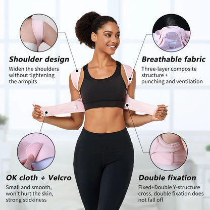 Adjustable Posture Corrector: Breathable Upper Back Brace for Neck, Shoulder, and Clavicle Support - Lumbar Pain Relief