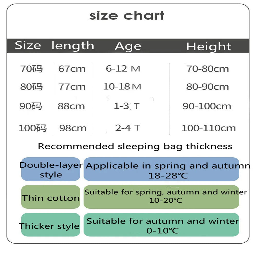 Baby Cartoon Split-Legged Sleepsack with Detachable Sleeves - Thickened Sleeping Bag for Boys and Girls, Autumn and Winter