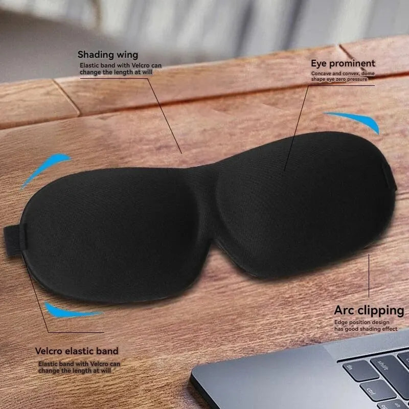 3D Non-Marking Eye Mask - Simple Solid Color Blackout Sleep Mask for Students and Lunch Breaks