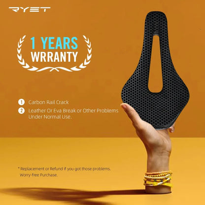 RYET Ultralight Carbon Fiber Bike Saddle | 3D Printed Hollow Design for Comfortable Breathable Cycling - MTB & Road Bicycle Seating Parts