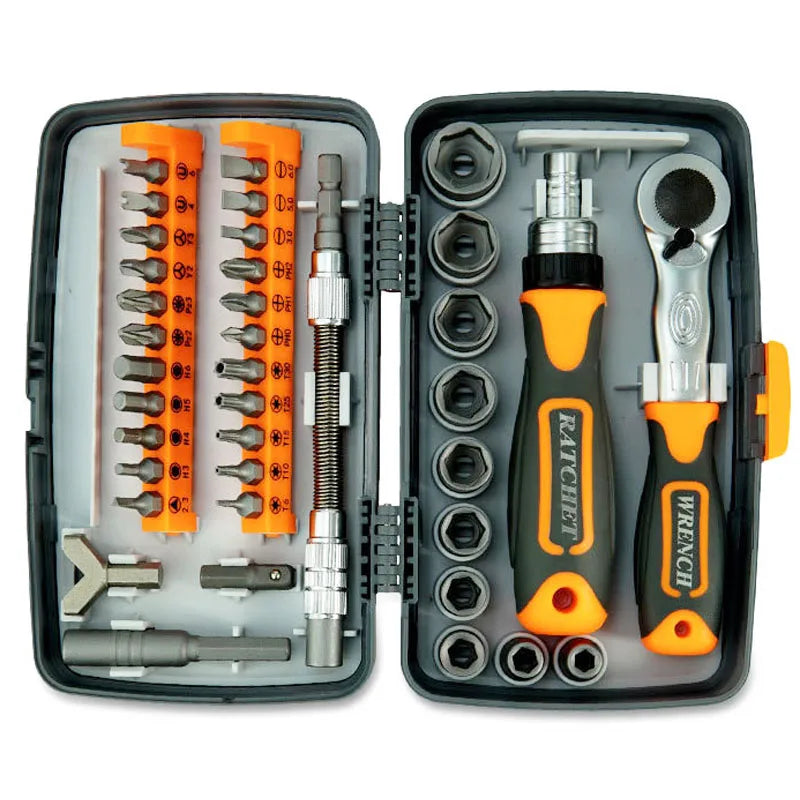 Household Ratchet Screwdriver Set: Labor-Saving Magnetic Kit with Torx Screwdriver Bits - Toolbox Hardware Combination