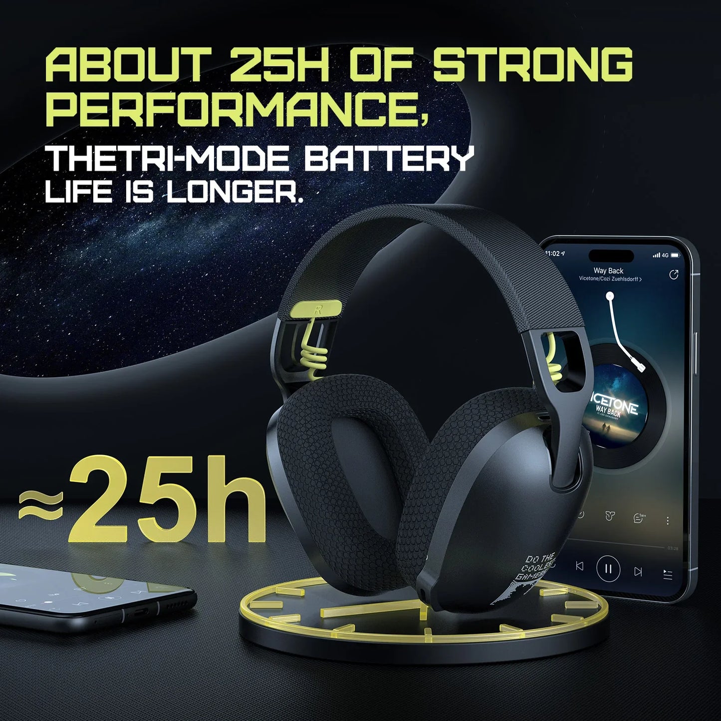 Onikuma 2.4GHz Gaming Headset with Mic for PS5, PS4, and PC - Ergonomic Bluetooth 5.3 Headphones