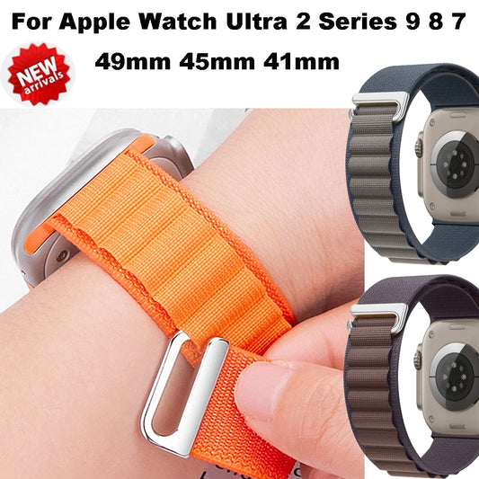 Alpine Loop Nylon Band for Apple Watch – 49mm, 45mm, 44mm, 42mm, 41mm, 40mm, 38mm – Compatible with Ultra 2/SE/ iWatch Series 9-3