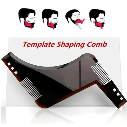 Beard Template Shaper and Sideburns Trimming Tool - Men's Beard Modeling Mold with Contour Comb for Perfect Lines