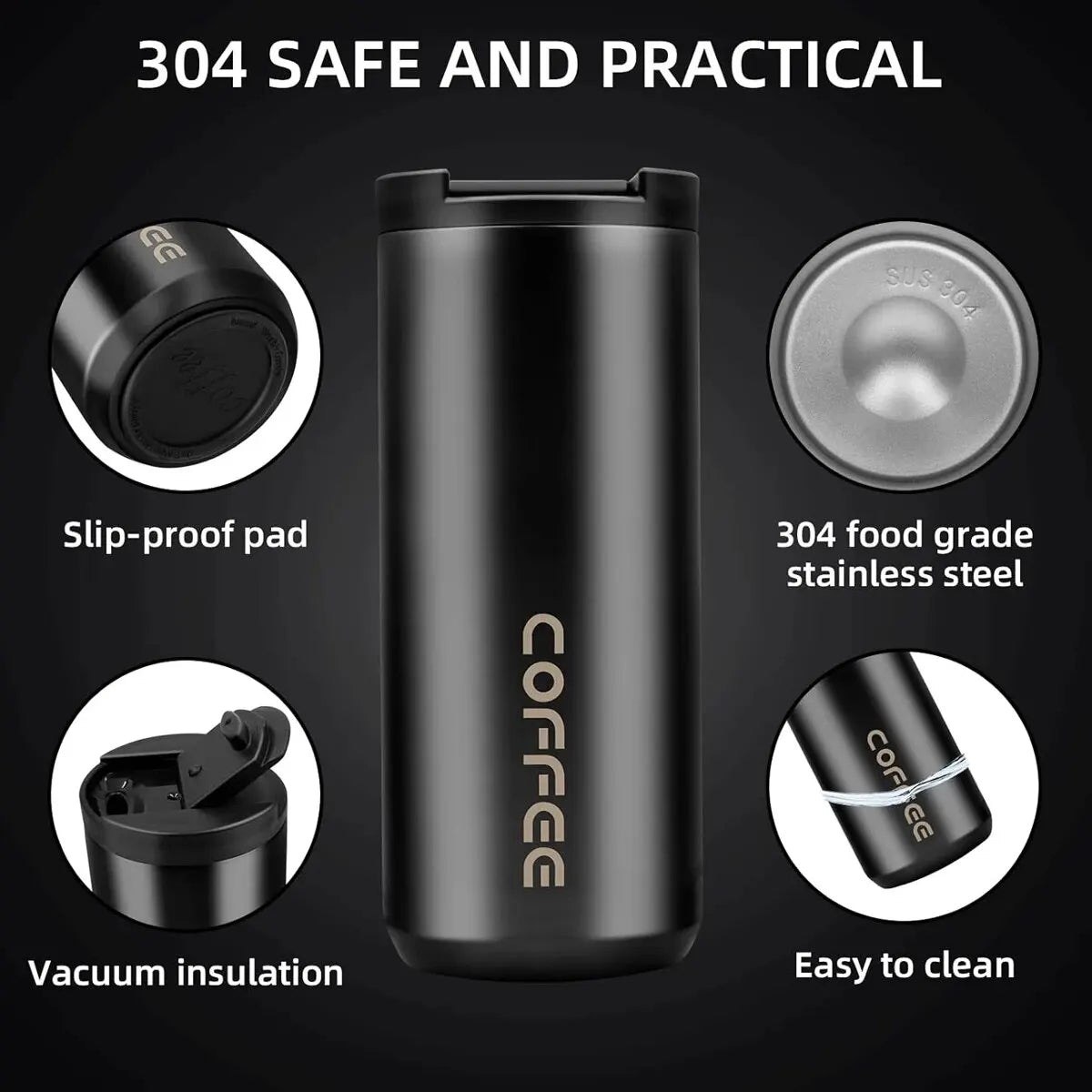 500ml/16.9oz Vacuum Flask Wide Mouth Travel Mug - Perfect for Hot & Iced Beverages, Home, Office, and Outdoor Use