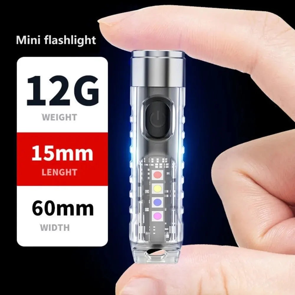 Rechargeable Mini Keychain Flashlight - 10 Modes, Magnetic Base, Ideal for Camping and Outdoor Activities