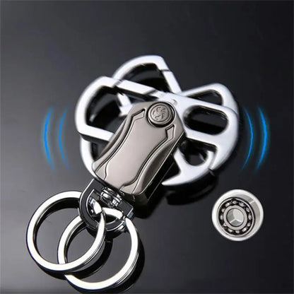 Classic Men's Mini Fingertip Spinner Keychain - Multifunctional Metal Key Ring with Bottle Opener - Foldable Car Key Holder Gift Keyring