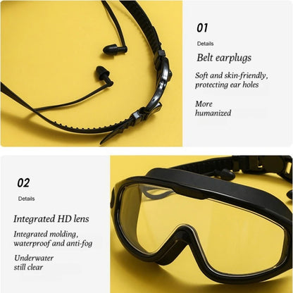 High-Definition Swimming Goggles for Adults - Waterproof, Anti-Fog, Electroplating Large Frame Goggles for Men and Women