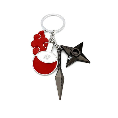 Naruto Anime Keychain - Ninja Kunai, Shuriken & Red Cloud Accessories for Car, Backpack - Perfect Gift for Fans