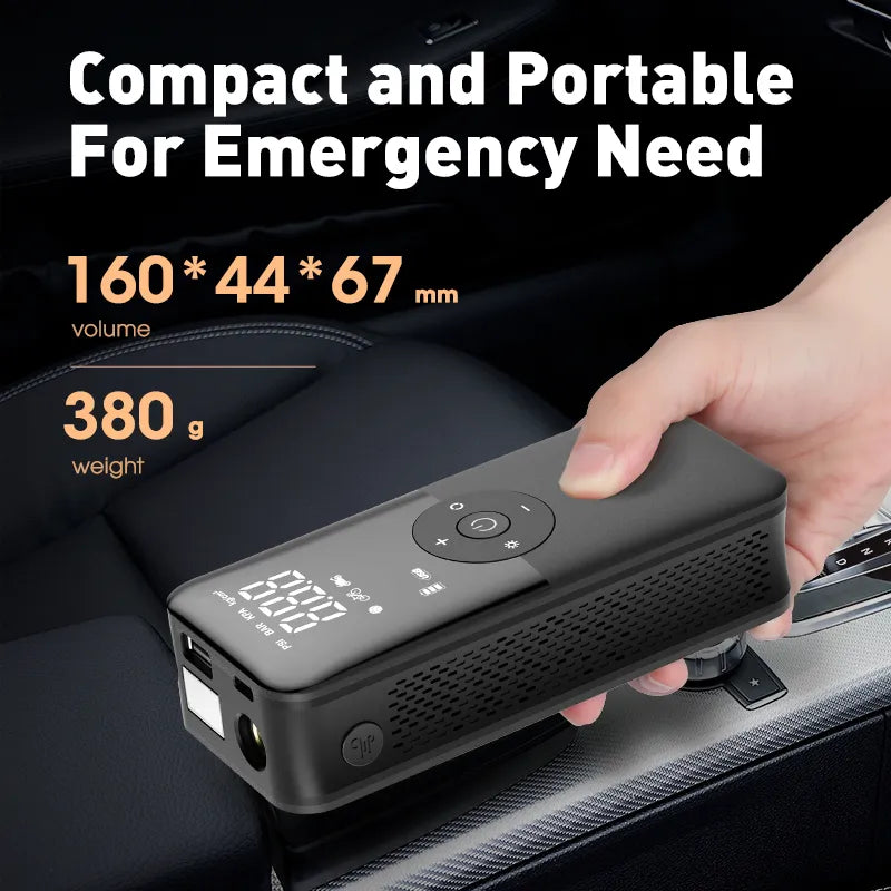 Portable Cordless Car Tire Inflator - CARSUN Rechargeable Air Pump | Digital Compressor for Motorcycle, Bicycle, Balls