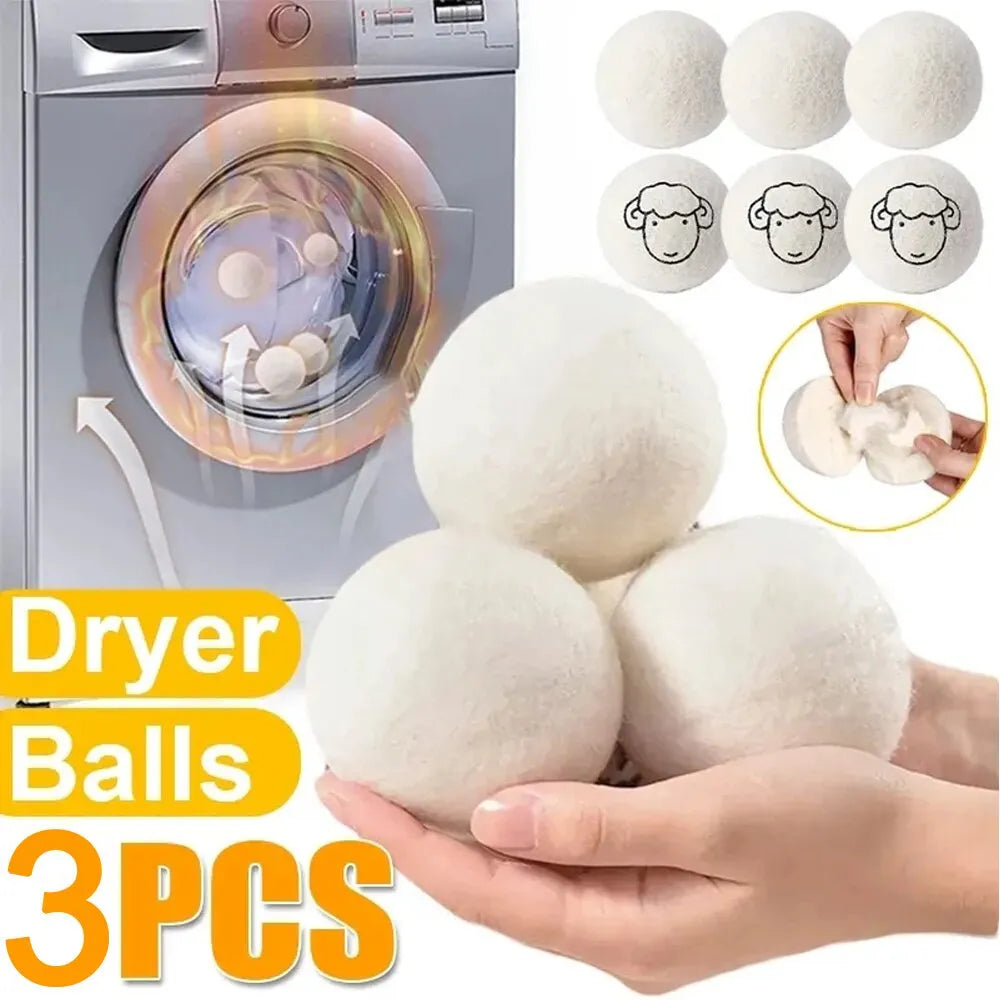 3Pcs Wool Drying Ball Set - Antistatic Anti-winding Household Drying Balls for Reusable Washing Machine Parts, 6cm