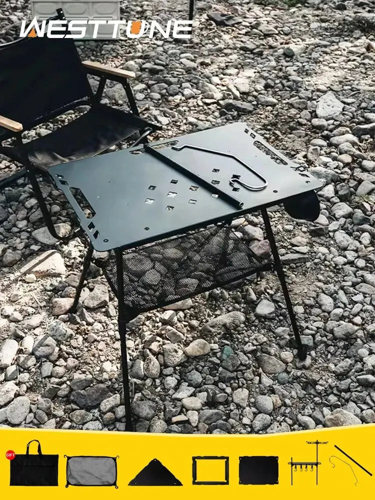 WESTTUNE Camping IGT Tactical Table - Lightweight Folding Aluminum Alloy Outdoor Table with Accessories, Adjustable & Multifunctional