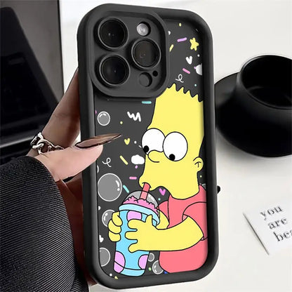 Shockproof Silicone Case for Apple iPhone - Cartoon Simpsons Design, Protective Phone Cover for Models 11, 12, 13, 14 Plus, and 15 Pro Max