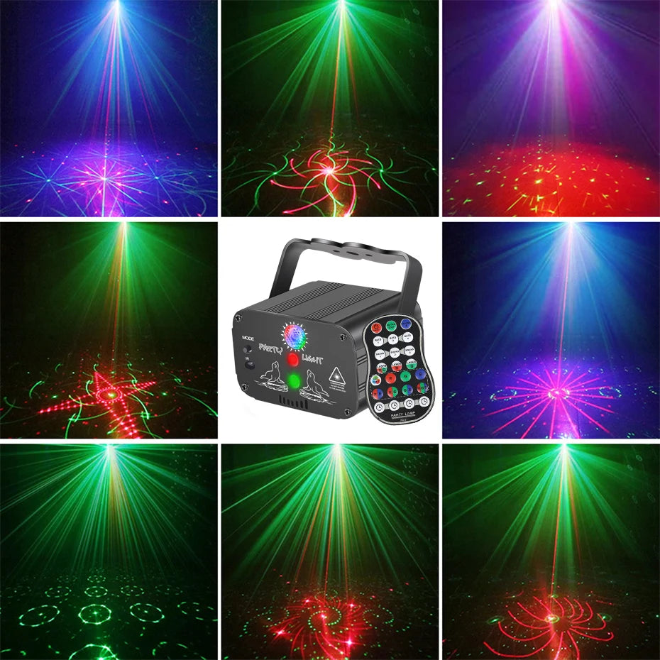 ALIEN RGB Mini DJ Disco Laser Light Projector - USB Rechargeable LED UV Sound Strobe Stage Effect Lamp for Wedding, Xmas, Party