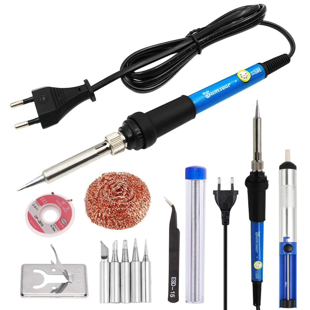 Adjustable Temperature Electric Soldering Iron - 60W/80W with Digital Display, Ideal for Electronic Welding Repair, Includes Solder Tin Iron Tips