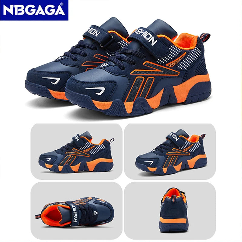 Children's Boys' School Sports Shoes – Fashion Leather Tennis Sneakers for Kids, Ages 7-12, Casual Running & Walking