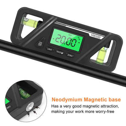 Magnetic Electronic Goniometer: LCD Digital Angle Meter with Backlight, Angle Protractor, and Slope Conversion - Digital Inclinometer