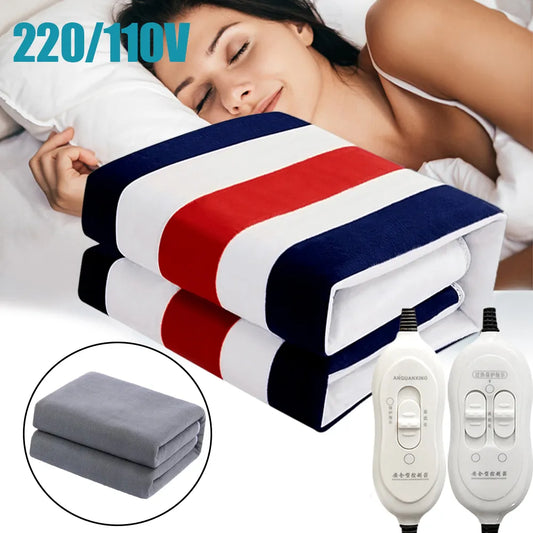 Electric Heated Blanket - 220/110V, Thick Thermal Heater Mattress with Thermostat, Body Warmer for Winter