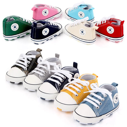 New Baby Classic Canvas Sneakers - Boys and Girls First Walker Toddler Shoes, Soft Sole Non-Slip Walking Shoes D2486