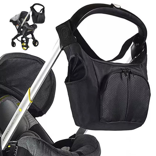 Portable Diaper Bag: Mommy Storage Solution for Doona Stroller - Compatible & Waterproof Black Storage Bag for Stroller Accessories