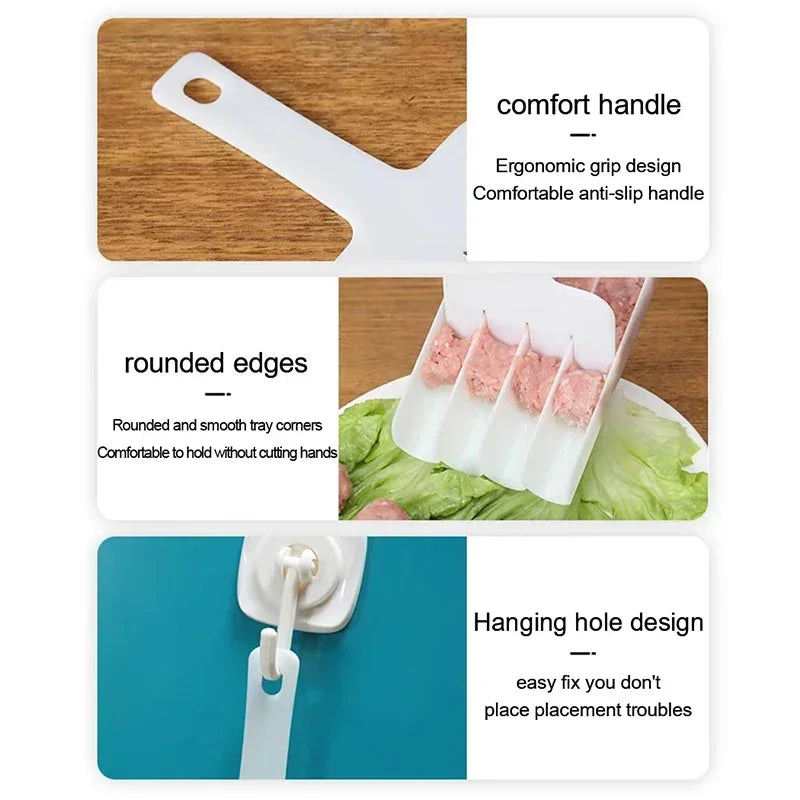 Triple Meatball Maker Set: Non-Stick Scoop and Cutting Spade for Easy Meatball Preparation