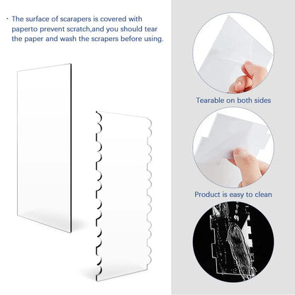Acrylic Cake Scraper Set: 2pcs Decorating Contour Stripe Comb & Saw Tooth Smoother - Buttercream Frosting Essentials - Cake Decorating Tools