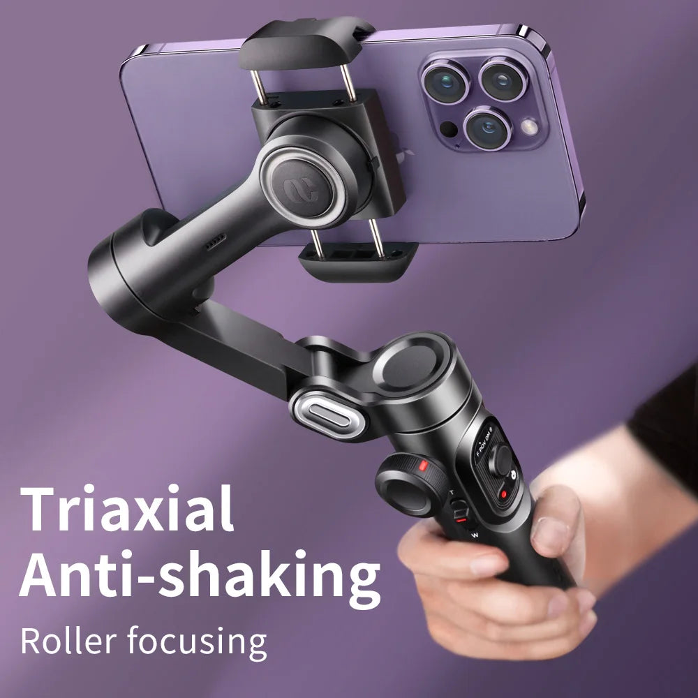 AOCHUAN Smart XE 3-Axis Handheld Gimbal Stabilizer with Fill Light - Perfect for iPhone, Android, Face Tracking, Tiktok, and Vlogging