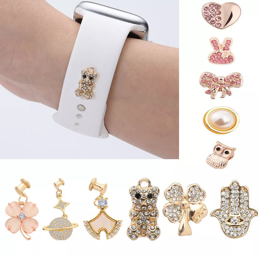 Silicone Watch Band Decoration Ring - Globe Decorative Nails for iWatch/Galaxy Watch 4/Classic/3 Bracelet Bands