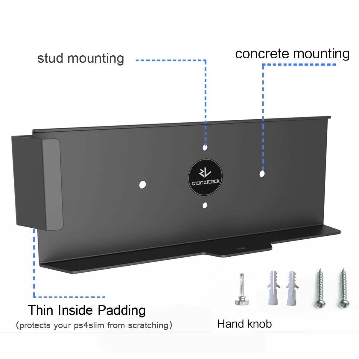 Monzlteck Wall Mount for PS4 Slim - All-Metal Vertical Stand, Space Saver, Easy to Install