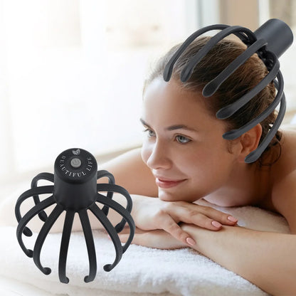 Relax with Electric Octopus Scalp Massager: Therapeutic Head Scratcher for Stress Relief and Hair Stimulation Massage - Experience Soothing Relief