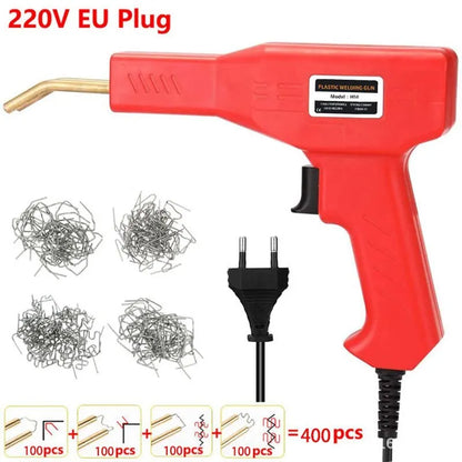 Red Plastic Welder: 50W Hot Nail Gun with 200/400/800 Nails - Car Bumper Repair Kit & Garage Nailer for PVC Machine Welding