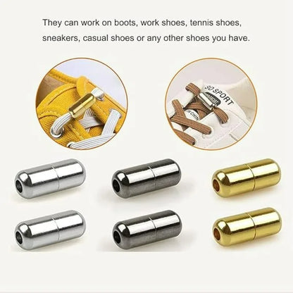 Quick Tie Shoelace Buckles - Semicircle Metal Locks for Sneakers, No-Tie Shoestring Connectors for Adults and Kids