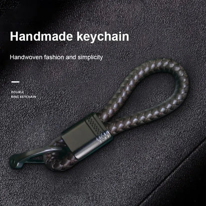 Hand-Woven Horseshoe Buckle Leather Rope Keychain Set | Fashionable Car Key Rings | Unique Key Accessory | Keyrings Gift Set