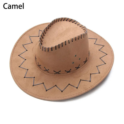 Unisex Suede Cowboy Fedora Hat - Fashionable Wide Brim Jazz Hat, Western Style Felt Panama Cap for Dress and Casual Wear