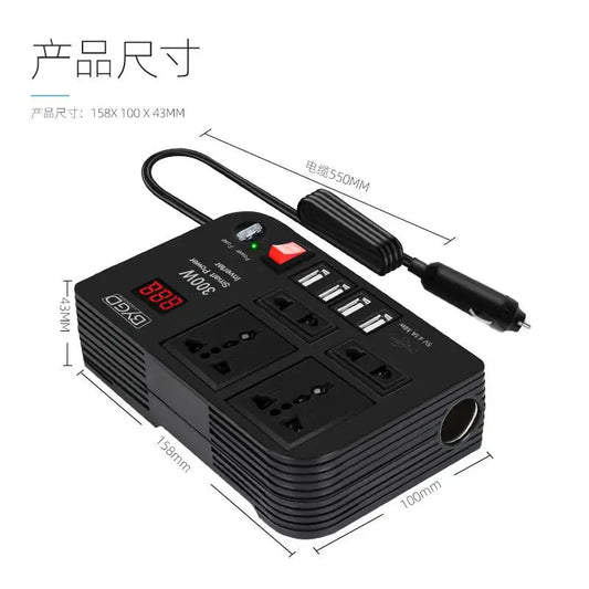 Multi-Function Home Inverter: DC 12V to 220V Modified Sine Wave, 300W High-Power Automotive Power Converter