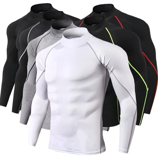 Men's Quick Dry Long Sleeve Compression Sport T-shirt - Bodybuilding Running Shirt for Gym Fitness, Tight Rashguard