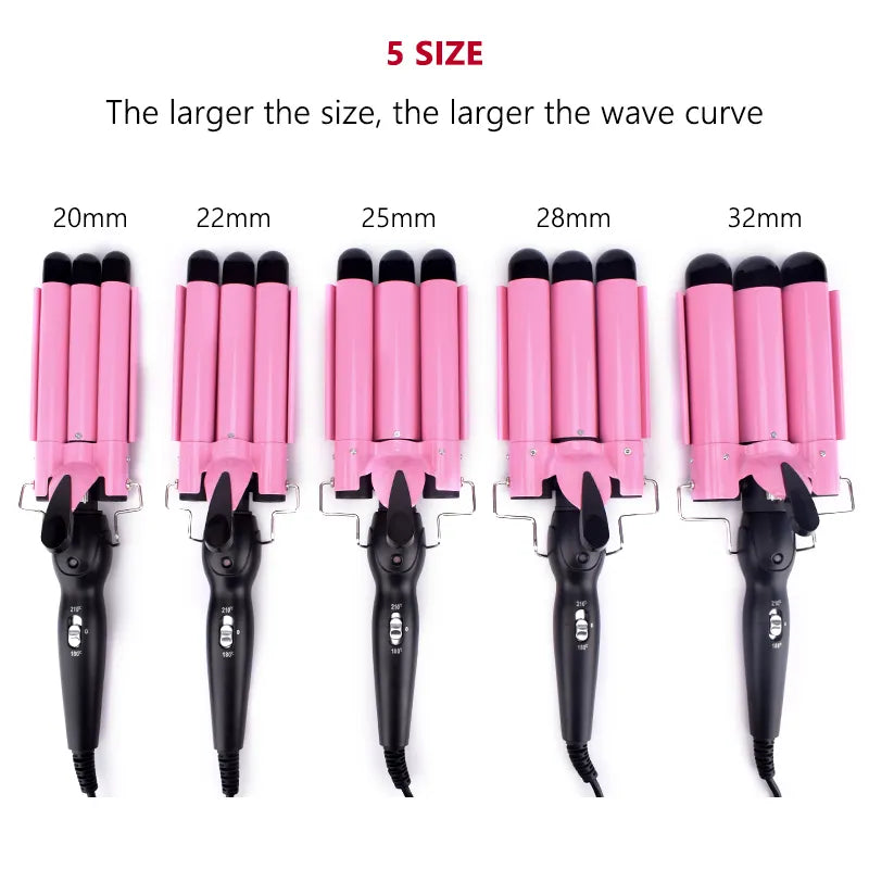 Professional Ceramic Triple Barrel Hair Curling Iron | Hair Wave Waver Styling Tools | Hair Styler Wand