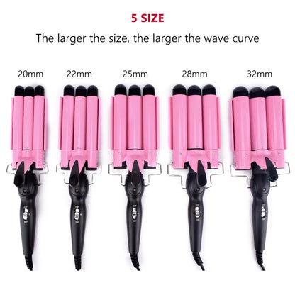 Professional Ceramic Triple Barrel Hair Curling Iron | Hair Wave Waver Styling Tools | Hair Styler Wand