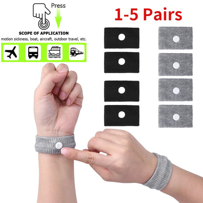 Anti-Nausea Wristbands: Travel Motion Sickness Relief - 1-5 Pairs of Bracelets for Car, Sea, Plane, Boat - Morning Sickness Wristband Straps