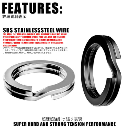 High-Quality Fishing Split Rings – Stainless Steel, Silver/Black, 3.5-12MM Strengthened Double Circle Snap for Pesca Accessories