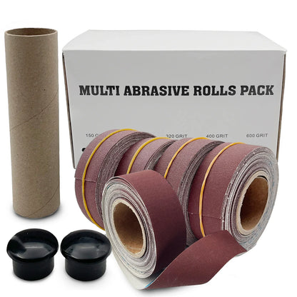 5 Roll Grits Sandpaper Pack: Dry Grinding Emery Sanding Belt Abrasive Paper with Dispenser Cloth