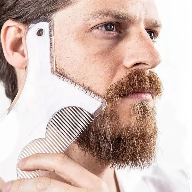 Men's All-in-One Beard Styling Comb - Beard Shaping Template and Stencil Tool for Perfect Facial Hair Grooming