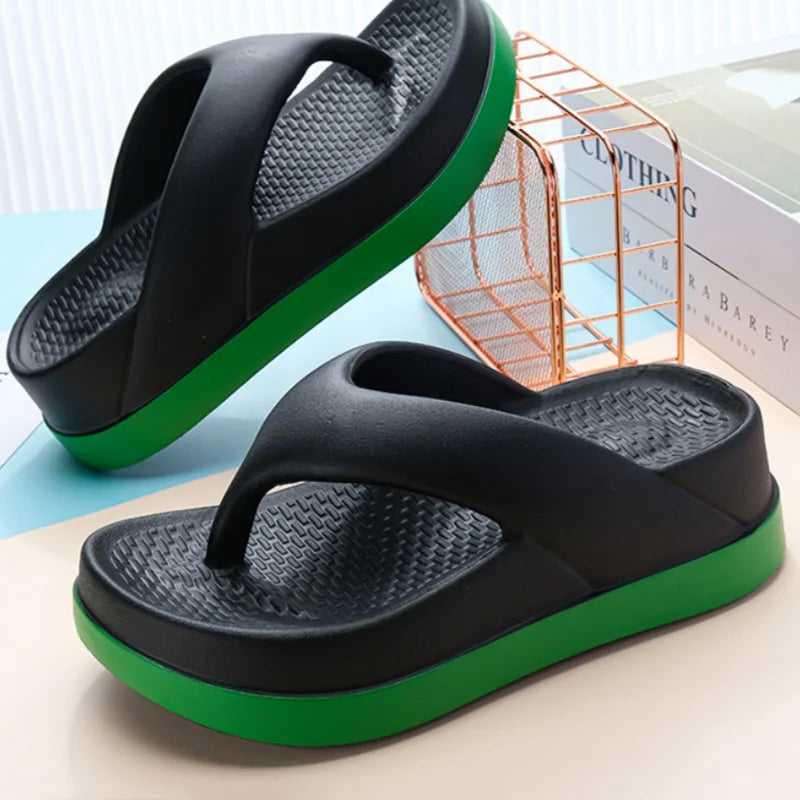 2024 Women's Flip Flops - Trendy Casual Platform Sandals, Non-Slip Outdoor Slippers, Unique Features, Flat Design