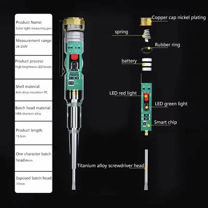 Intelligent Voltage Tester Pen: AC Non-contact Induction Test Pencil with Voltmeter - Electrical Power Detector Screwdriver